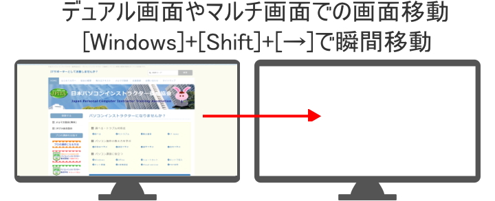 Windows+Shift+矢印キーで画面移動